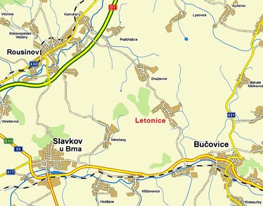 Mapa obce a blízkého okolí